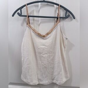 BLU PEPPER CREAM AND TAN LACE CAMI TOP